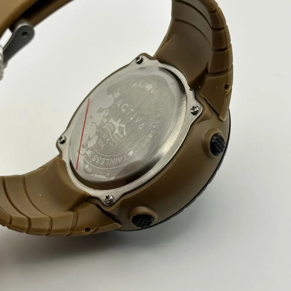 Activa Odyssey X Men’s Digital Watch Tan Silicon Band Black Bezel and Dial